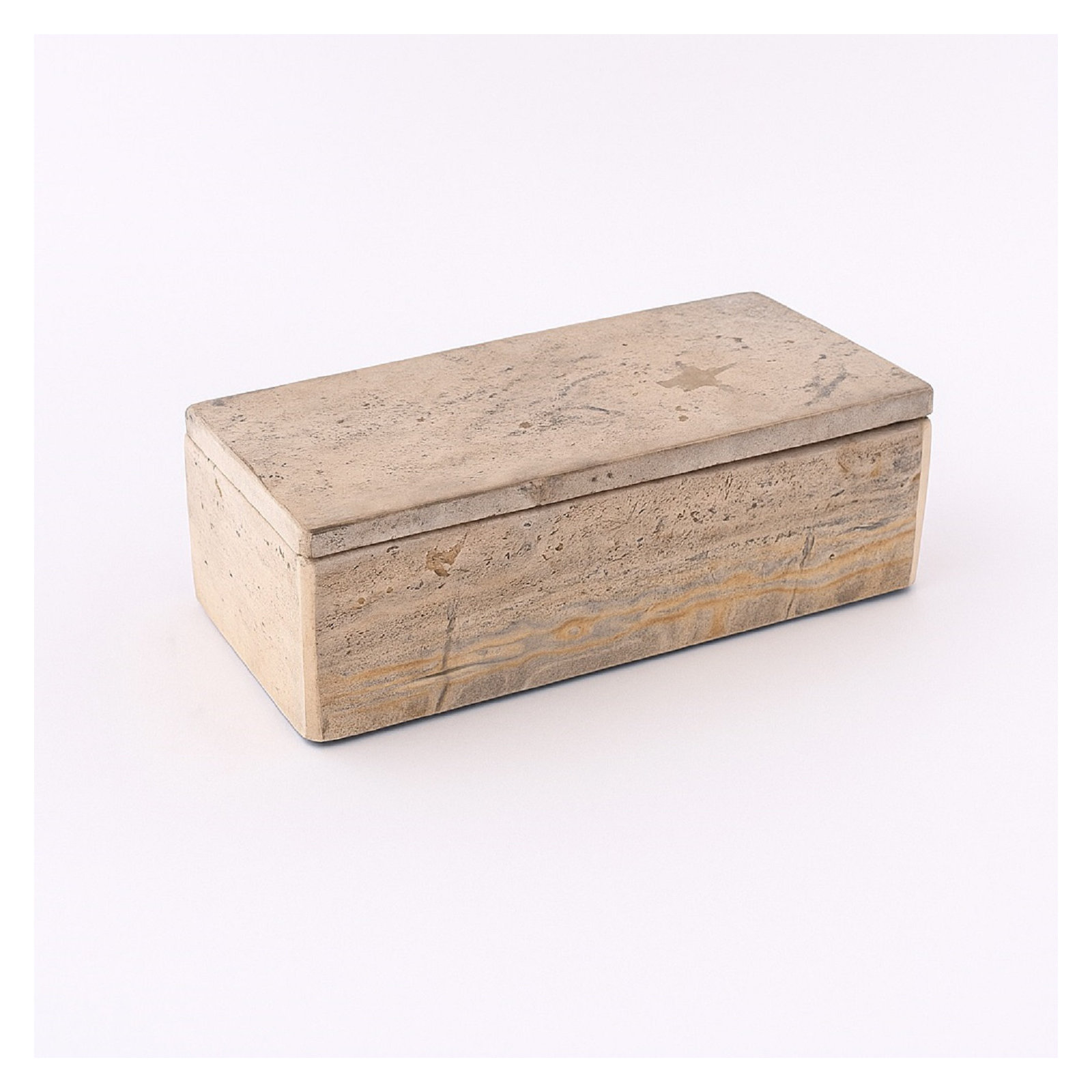 Travertine Rectangle Box Small Cream