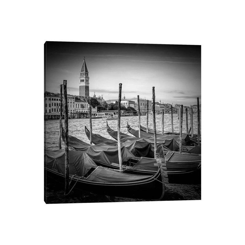 Venice Grand Canal Monochrome by Melanie Viola - Wrapped Canvas Print, 30.48 cm H x 30.48 cm W