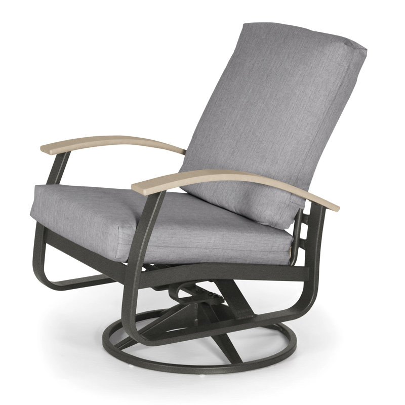 Chaise de patio pivotante avec coussin Askar, Toile granit Sunbrella®, Désert P60, Graphite texturé