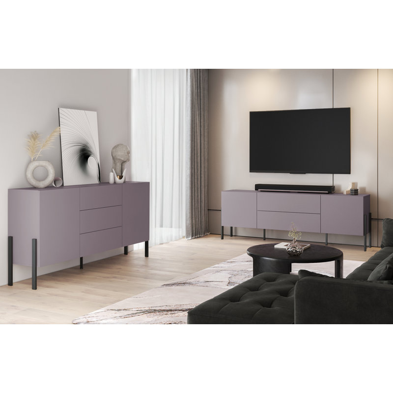 Bejou 154cm W 2 - Drawer Chest of Drawers, Grey