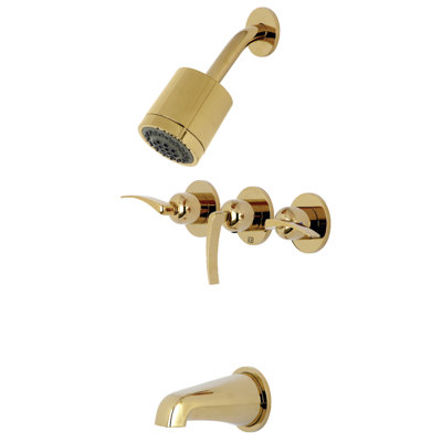 Kingston Brass Centurion Triple-Handle Tub and Shower Faucet