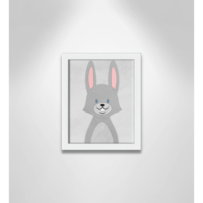Art de lapin joyeux, H 10 po x l 8 po x P 1,18 po, Encadré de boîte blanc