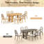 Ensemble de table à manger ovale 7 pièces pour 6 personnes, 180 cm L x 100 cm l x 76 cm H, avec 6 chaises de salle à manger rembourrées et un pied central en bois cannelé (naturel).