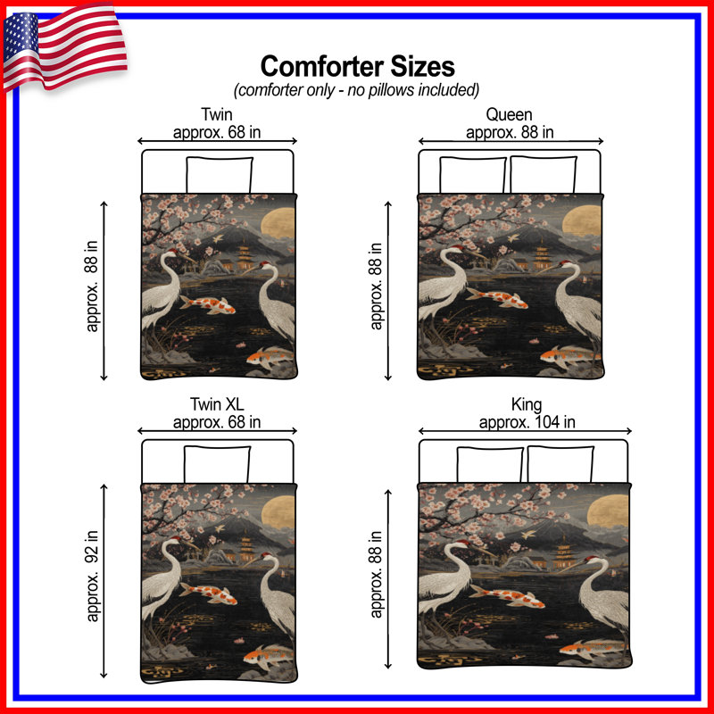 Cherry Blossom Cranes Comforter, Twin Extra Long