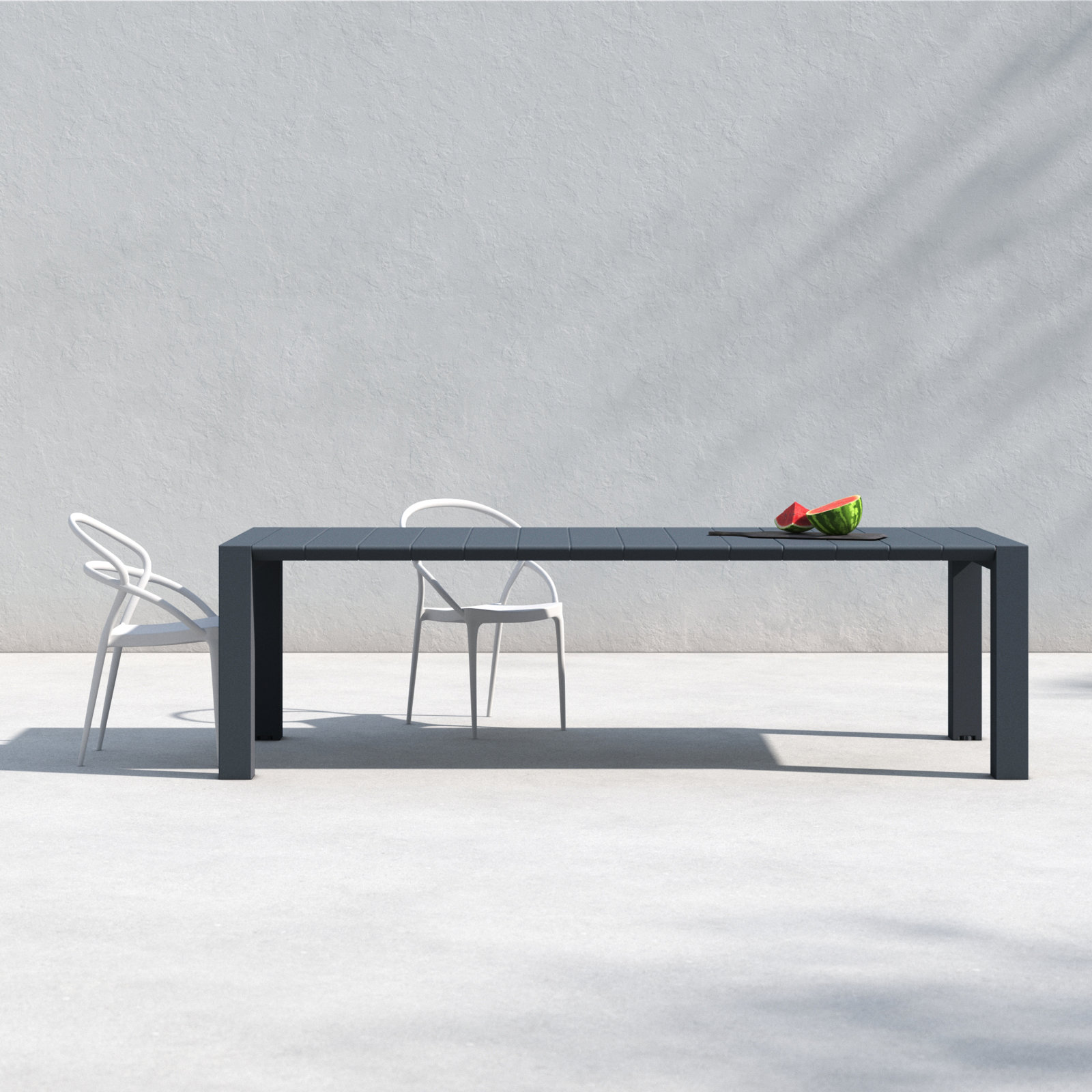 Spector 102" Extendable Patio Dining Table, Dark Gray, 39" W x 102" L x 29.5" H
