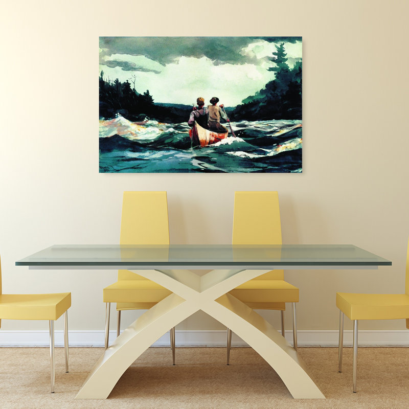 «Canoe in the Rapids», reproduction d'art classique classique de la côte de 1897, H 32 po x l 48 po