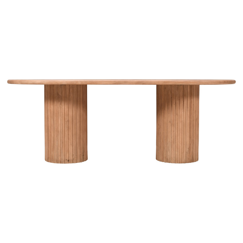 Breck 84" Brown Solid Wood Mid-Century Modern Dining Table