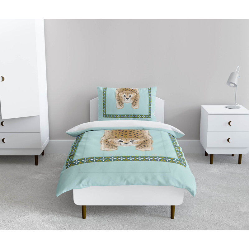 Lil Lying Leopard Comforter Set, Blue
