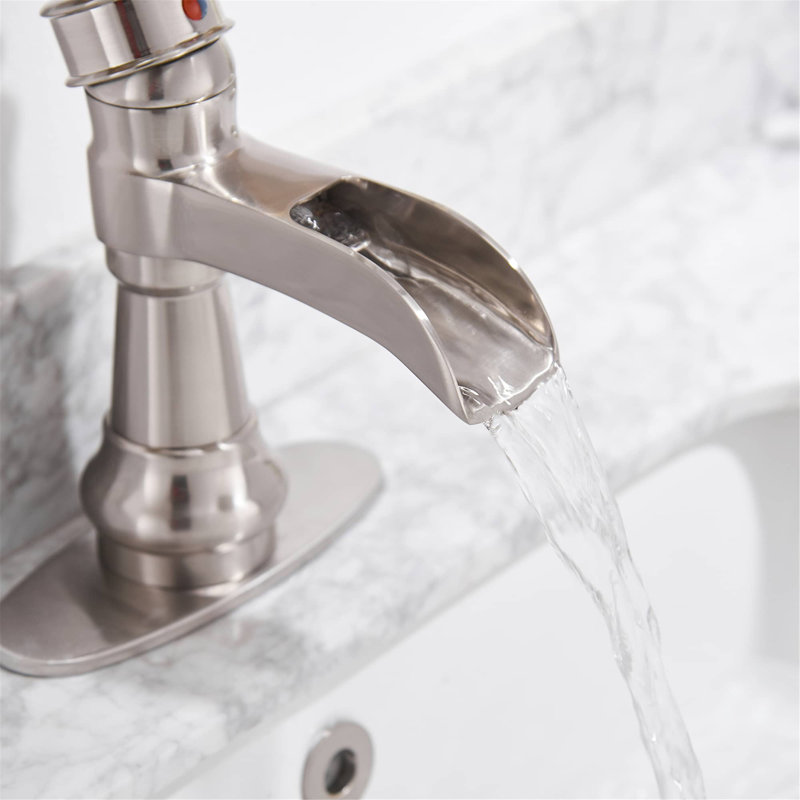 Single-Hole Single-handle Bathroom Faucet with Drain Assembly, Brushed Nickel