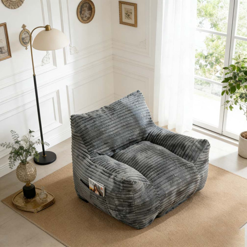 Bean Bag Chair, Oversized Comfy Beanbag, Gray