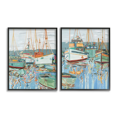 «Marina Ships Reflection Single Frame» par Melissa Wang, 2 pièces sur toile