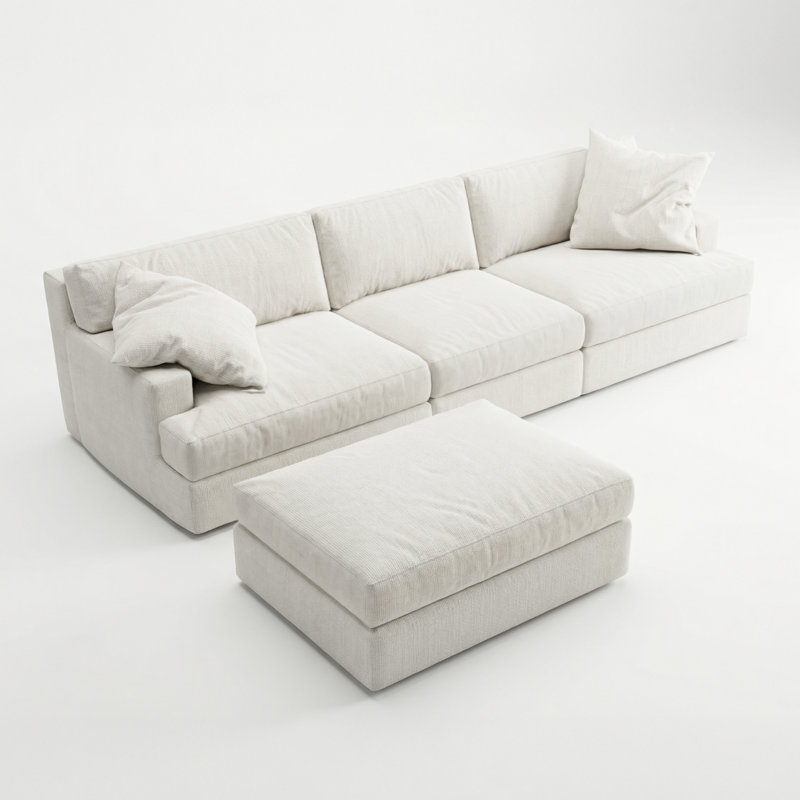 Canapé modulaire 110,2 po avec repose-pieds modulaire avec repose-pieds lavable, en L, sans assemblage requis