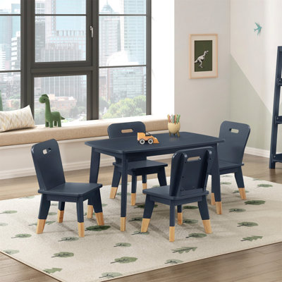 Ensemble de table et de chaises pour enfants, fini bleu marine, ensemble de 5 pièces