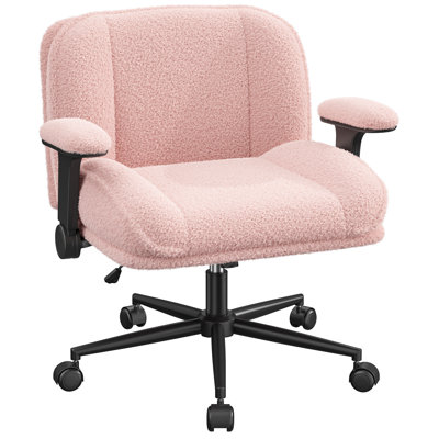 28.3" Wide Upholstered Office Chair With Wheels For Home Office,Vanity, Apartment Dorms