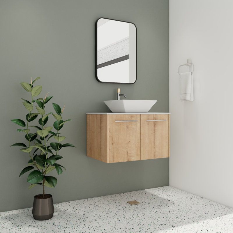 Meuble-lavabo mural simple 30 po avec comptoir en céramique