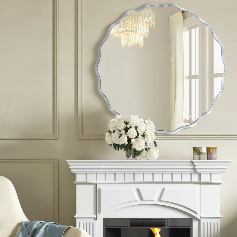 Round Metal Frame Wall Mirror, Sliver, 31.5" x 31.5"