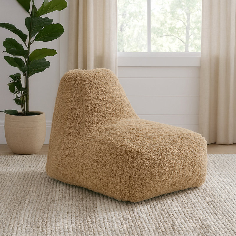 Brown Armless Faux Fur Gaming Bean Bag Chair