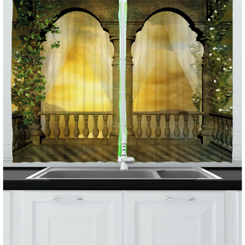 Floral Pointed Kitchen Curtain