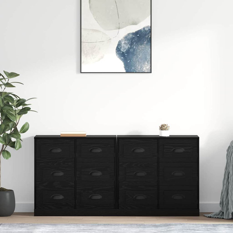  Sideboards With Drawer 2 Pcs Artisan Oak 70 X 35.5 X 67.5 Cm, Black Oak
