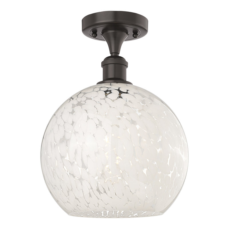 Plafonnier semi-encastré 1 lumière Ballston - Adreann, Bronze huilé, H 13 po x l 10 po x P 10 po
