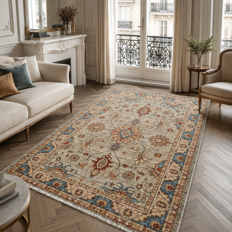 Oriental Cotton and Chenille Flatweave Area Rug, 60 x 100 cm