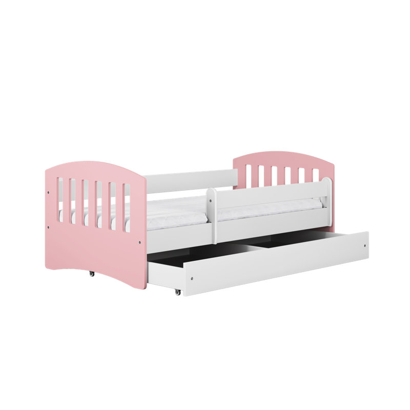 Hermes Drawer Convertible Bed and Mattress, European Toddler (80 x 160cm), Dusty Pink