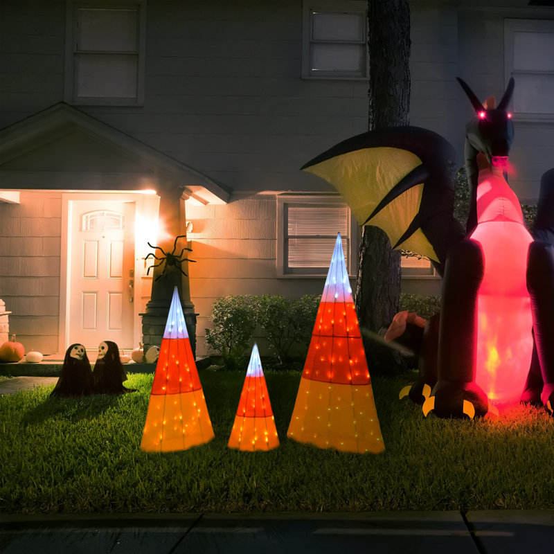 Ensemble de 3 cornets de maïs illuminés pour Halloween