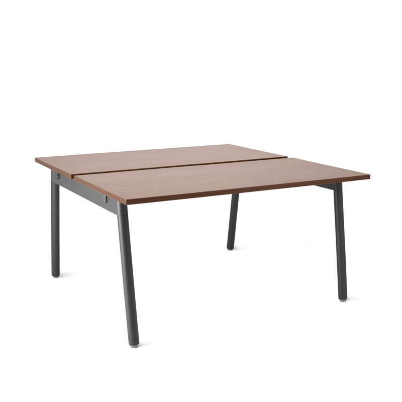 Series A Double Desk, 29" H x 56" W x 47" D, White/Natural Oak