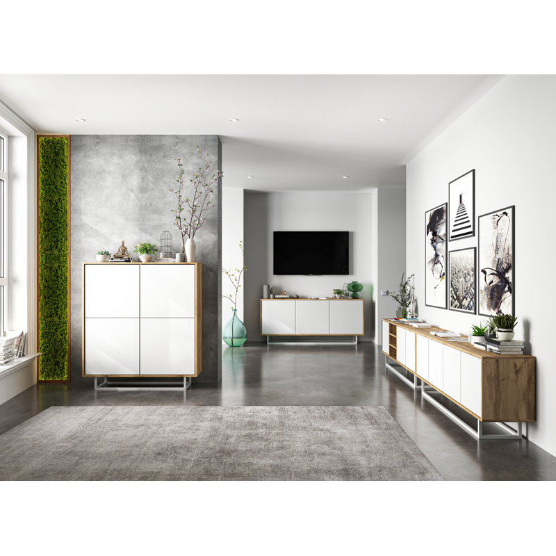 Creeve 113cm Sideboard, Oak Wotan/White Mat