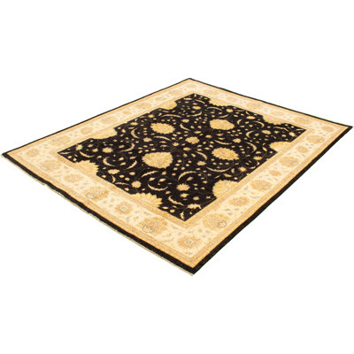 Tapis zone en laine noué la 2010 chobi noir 8 pi 1 po x 10 pi one-of-kind Allahna