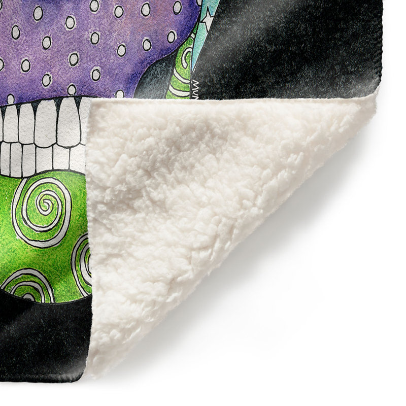  Couverture Sugar Skull, 51 po x 60 po, Noir