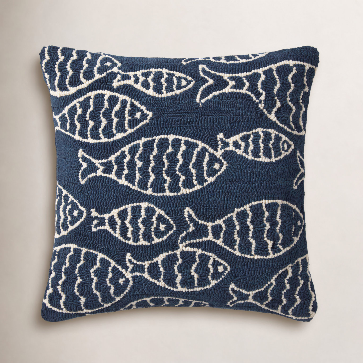 Cavett Embroidered Indoor/Outdoor Throw Pillow, Down, Navy