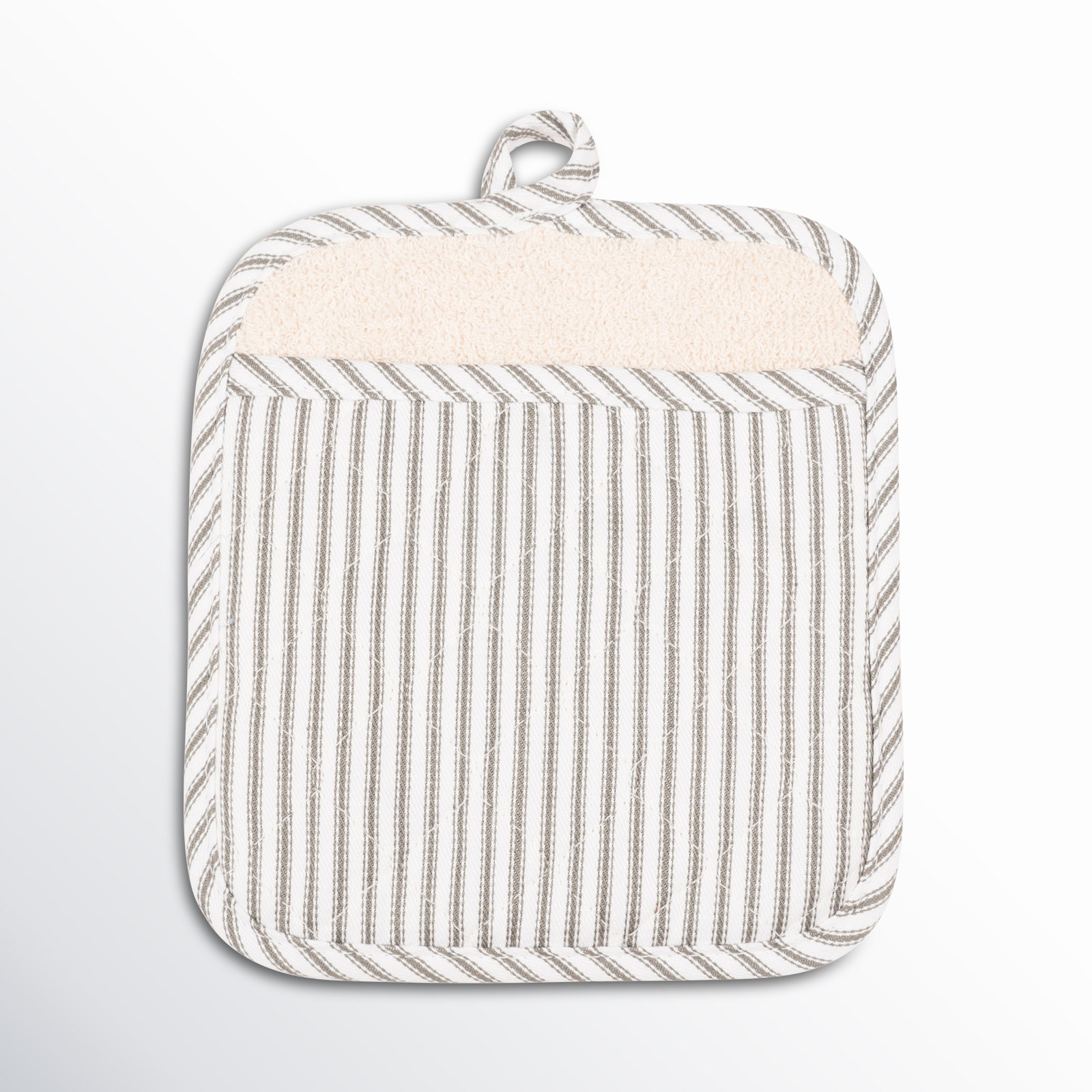 Lockland Striped 100% Cotton Potholder, Pewter