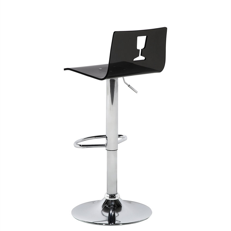 Haraway Swivel Adjustable Height Bar Stool with Steel Frame, Black