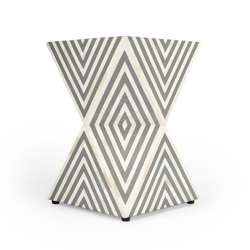 Anais Bone Inlay Side Table, Gray