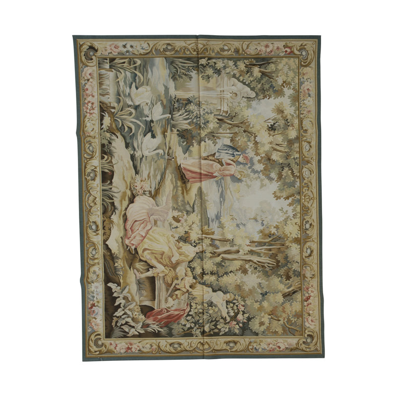 Hand-Knotted Wool Area Rug in Beige/Brown/Blue