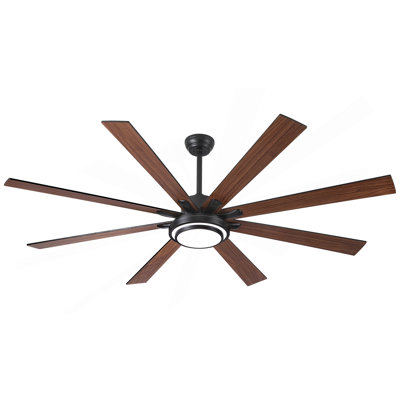 Ventilateur de plafond intelligent 72 po à DEL noir mat avec télécommande intégrée