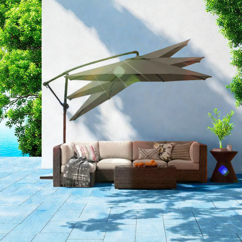 Grand parasol de patio réglable, cadre en acier, abat-jour d'extérieur moderne