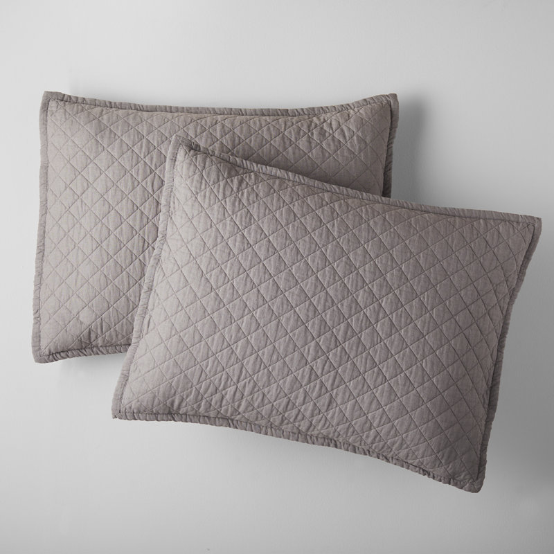 Jeffen Linen Blend Sham Set, King, Charcoal