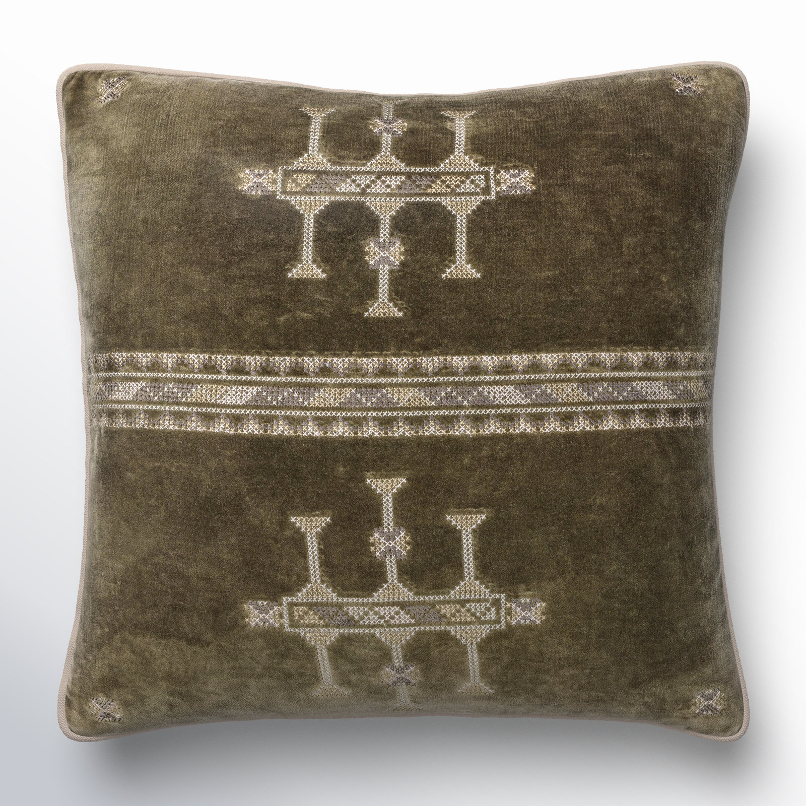 Veola Cotton Pillow Cover, Square 22", Down, Medium Brown