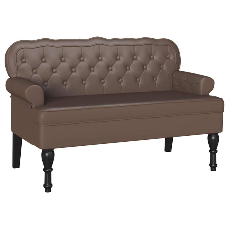 Vidaxl Chesterfield Bench Brown 47.05 X 25.39 X 29.53 In Faux Leather, Brown