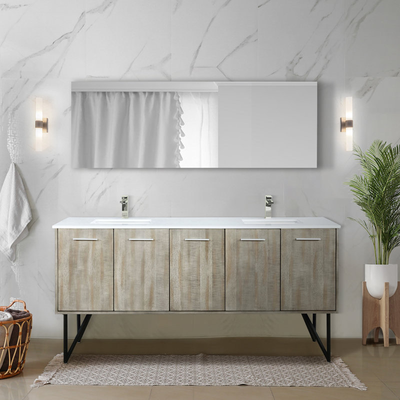 Lancy 72 in W x 20 in D Double Bath Vanity Top and Mirror, White Cultured Marble