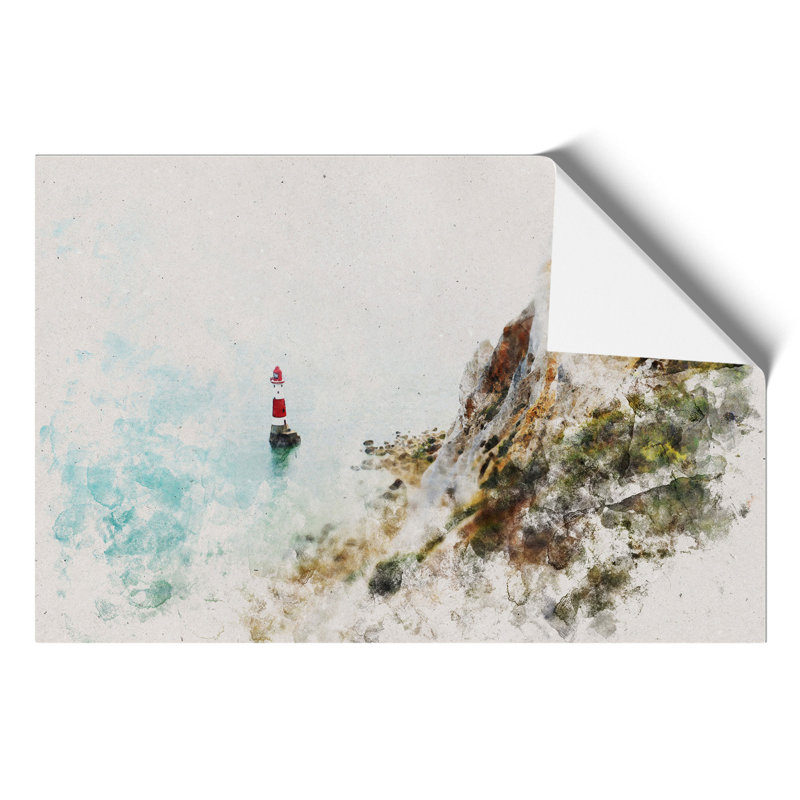 View of a Lighthouse Watercolour - Frameless Print, 30cm H x 42cm W x 0.1cm D
