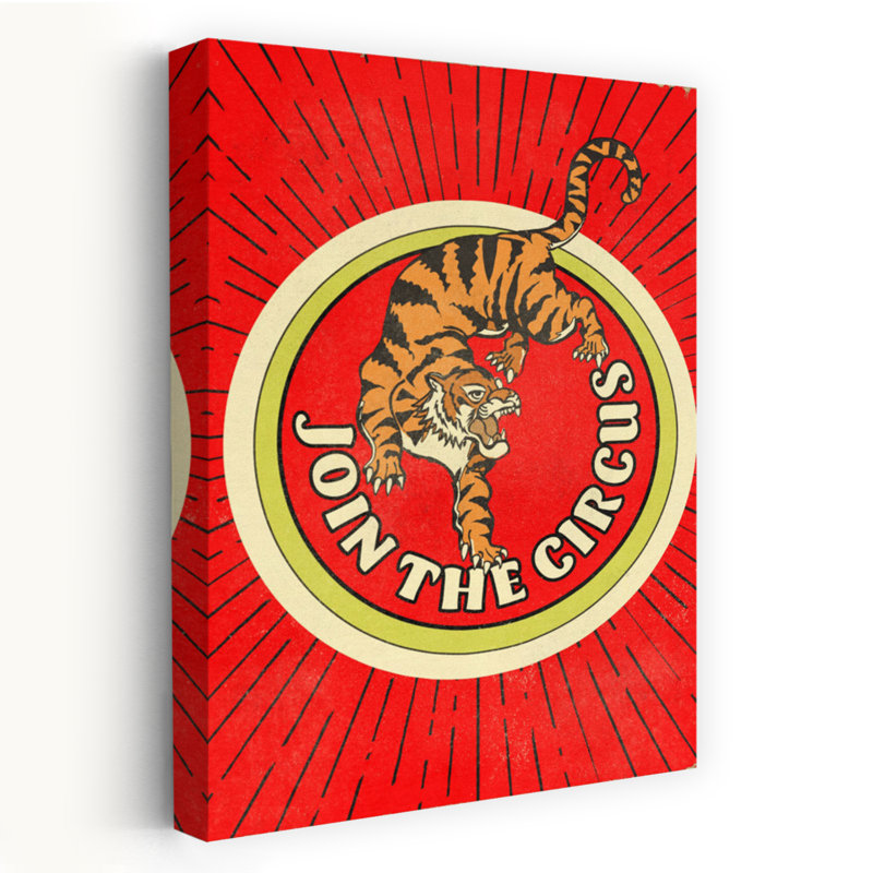 Contemporary Art Bold Classic Retro Tiger Architecture Landscape Wall Art 1 Piece Wrapped Canvas Wall Art