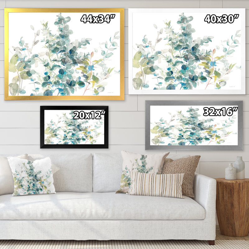 «Eucalyptus Natural Element», reproduction d'art sur toile, H 20 po x l 20 po x P 1 po, Argent