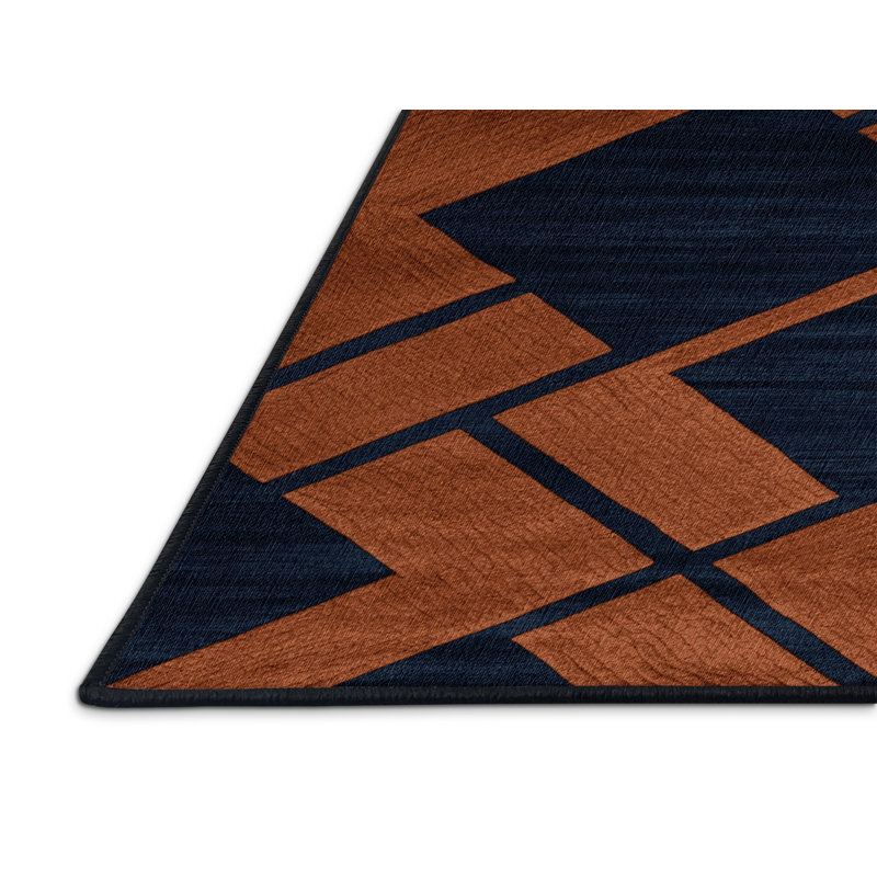 Tapis gris à carreaux lavable à la machine, Rectangle 7 pi x 10 pi