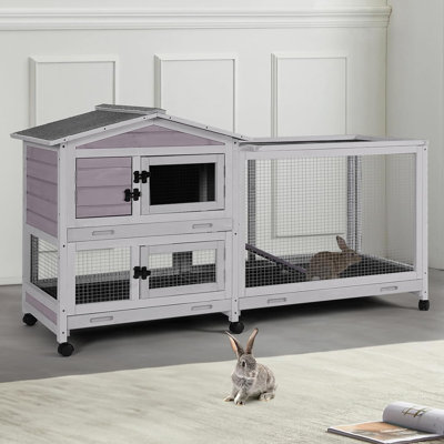 Cage à lapin 2 étages avec rampe à l'épreuve des mâchoires, 6 roues et plateau étanche pour lapins