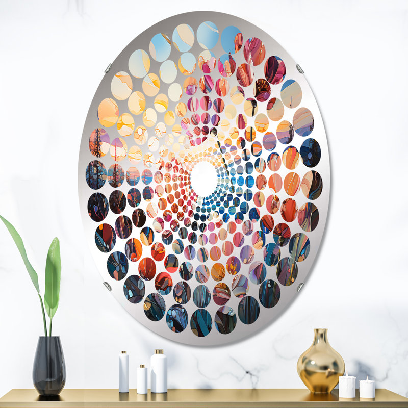 Verre tulipes liquides Art I - Miroir décoratif Radial Dot-MIR112485-Ovale, L 24 po x H 36 po
