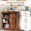 Buffet de bar brun, buffet de 33 po avec porte coulissante et tablettes réglables, porte de grange, fonction tablette