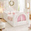 Lit de château avec barrière de sécurité et rideau, cadre en bois massif pour chambre à coucher, tissu bouclé-1082749590